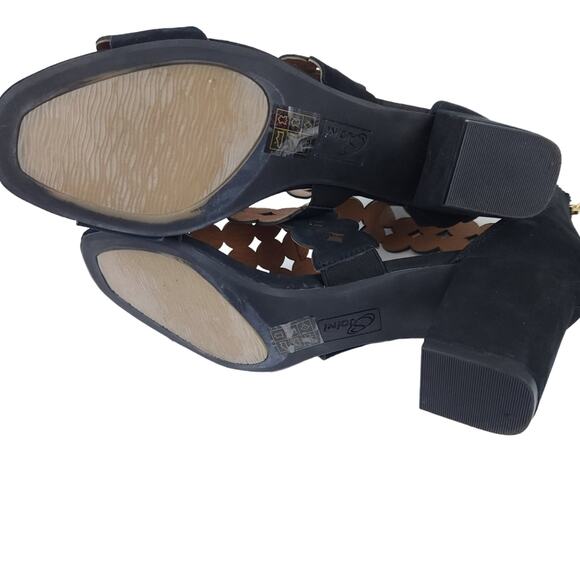 Kia Sudini Novara Open Toe Heels Sandals Black Block Heels 7.5W Wide Heeled - Picture 4 of 6